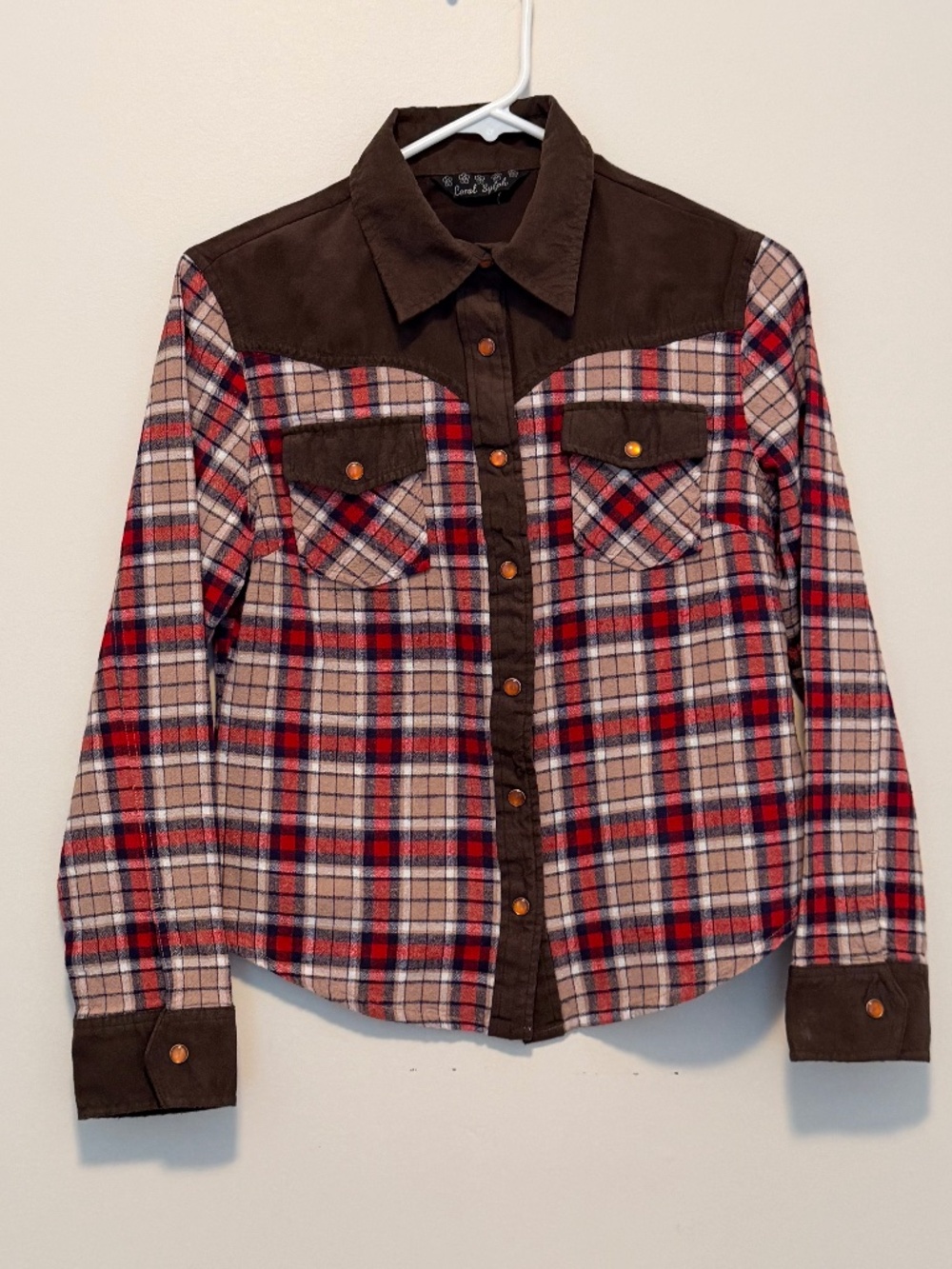 Girls Youth Plaid Western Button-Up Shirt Jacket